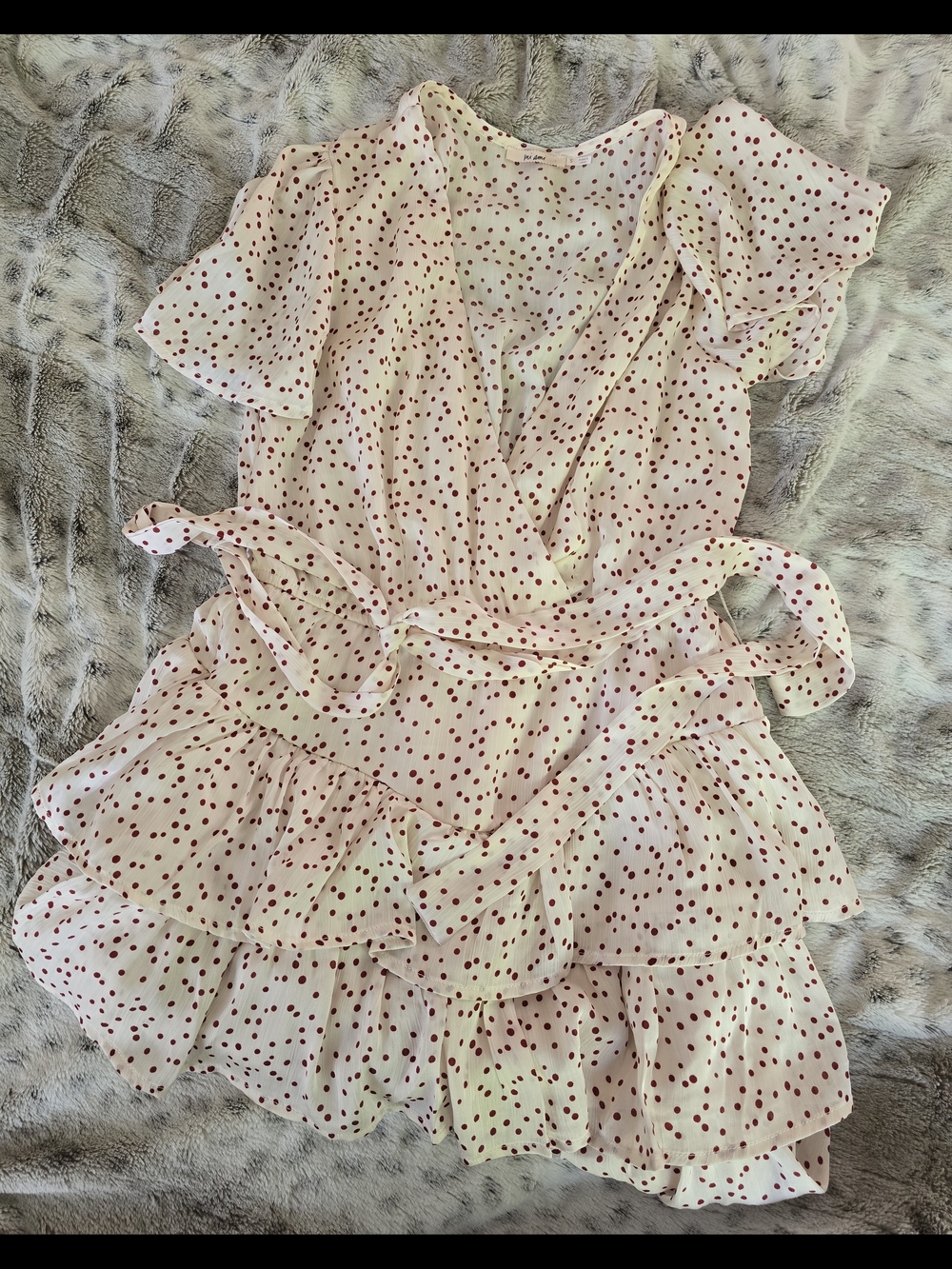 Pink Polka Dot Ruffle Wrap Dress